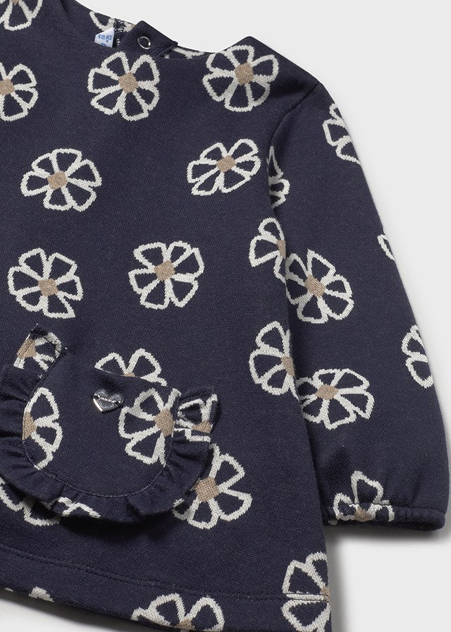 Vestito jacquard neonata Mayoral blu fiori Mayoral 6 Mesi 68cm
