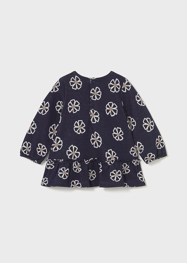 Vestito jacquard neonata Mayoral blu fiori Mayoral 6 Mesi 68cm