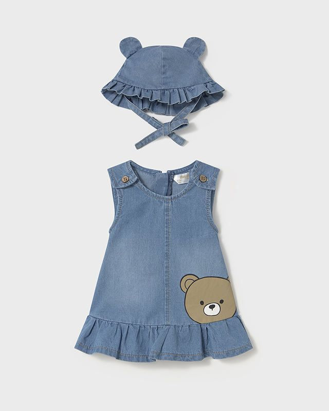 Vestito jeans con cappellino neonata Mayoral Newborn Mayoral Azzurro
