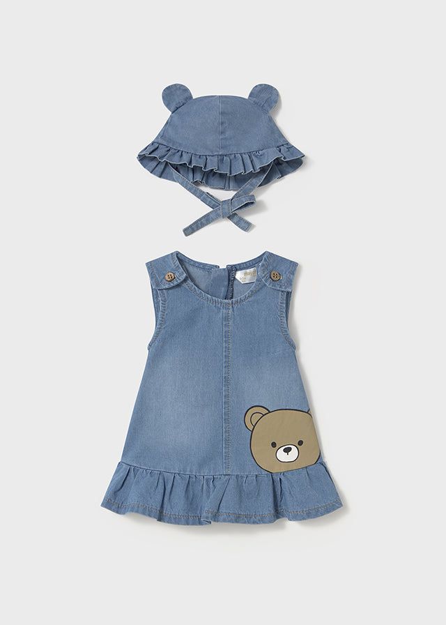 Vestito jeans con cappellino neonata Mayoral Newborn Mayoral Azzurro