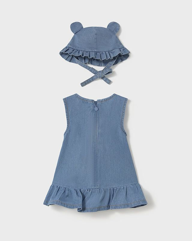 Vestito jeans con cappellino neonata Mayoral Newborn Mayoral Azzurro
