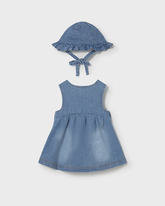 Vestito jeans neonata con ricami fragole e fiori Mayoral 0-1 Mesi 55cm