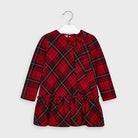 Vestito manica lunga bambina Mayoral fantasia rosso quadri - ErreGiModaBimbo