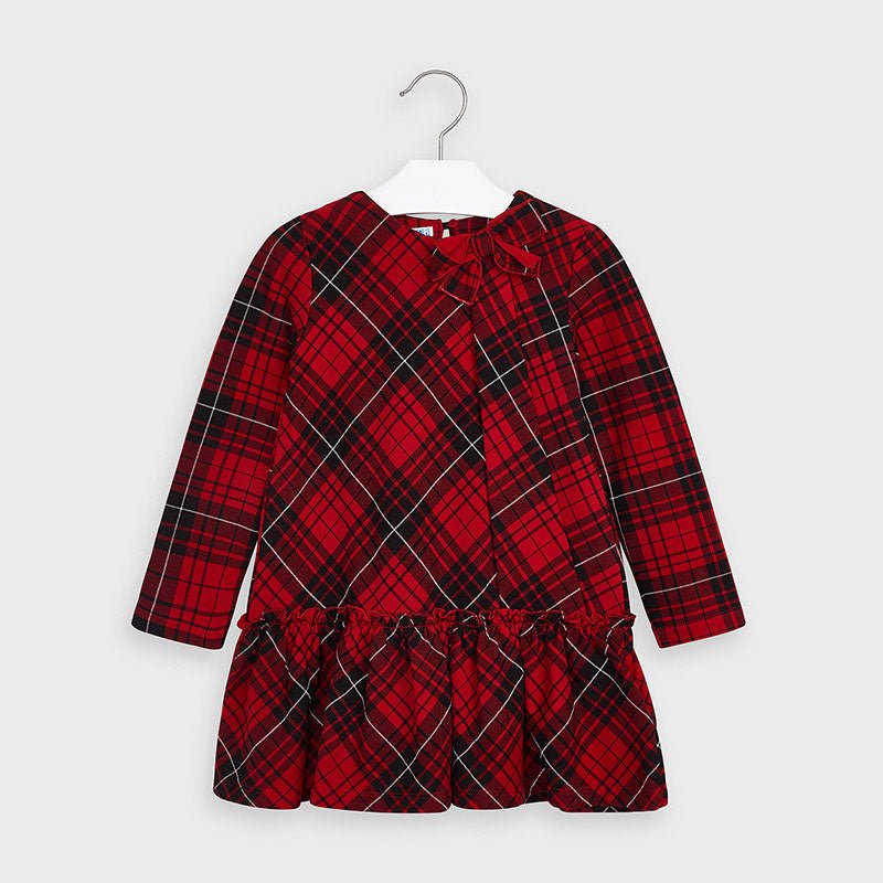 Vestito manica lunga bambina Mayoral fantasia rosso quadri - ErreGiModaBimbo