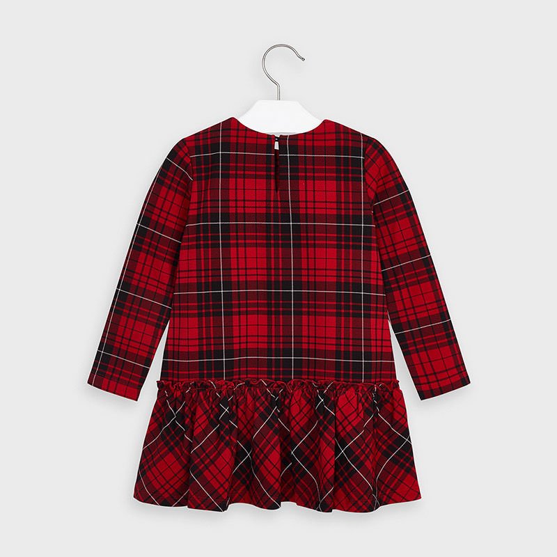 Vestito manica lunga bambina Mayoral fantasia rosso quadri - ErreGiModaBimbo