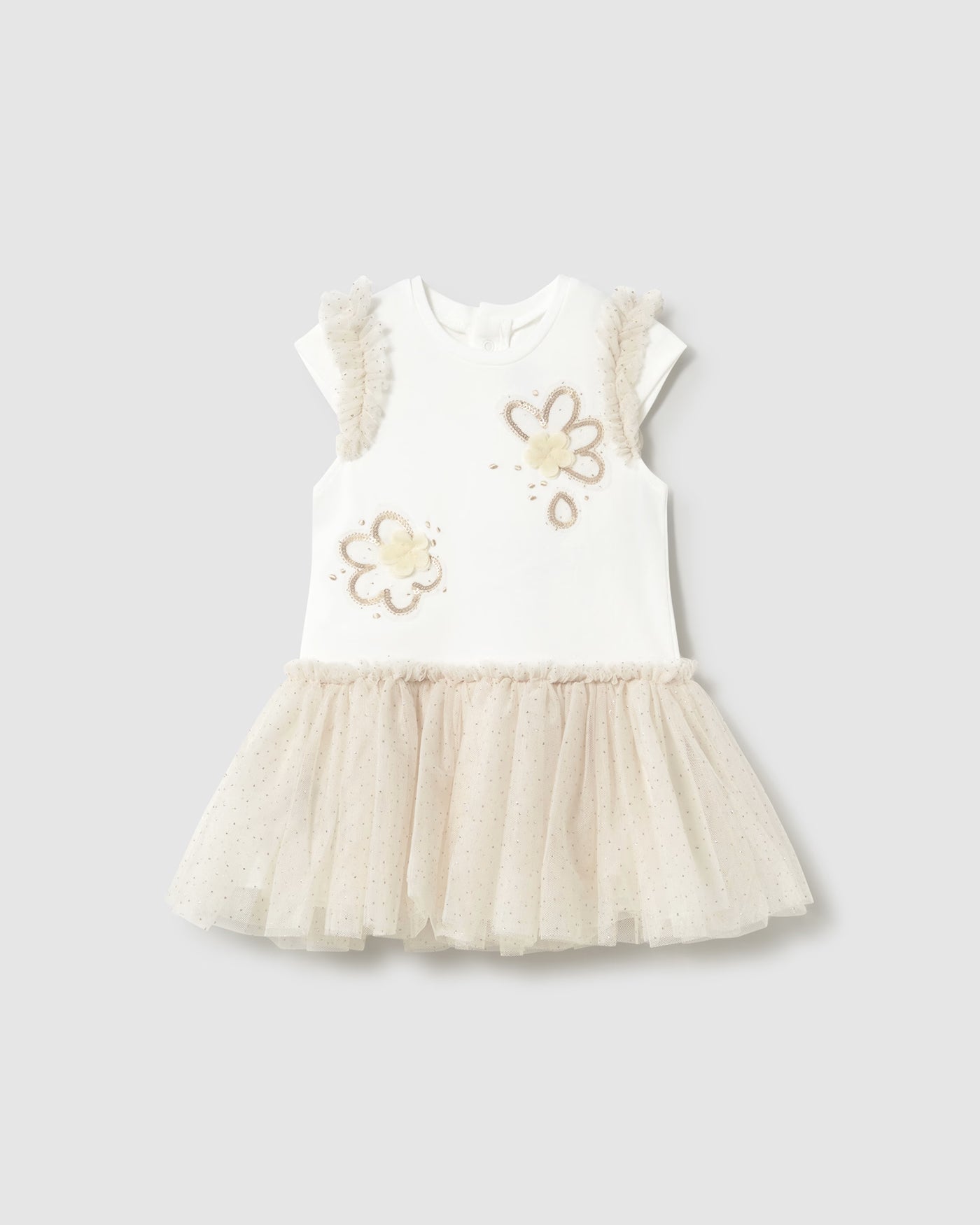 Vestito neonata Mayoral bianco gonna tulle champagne Mayoral Champagne