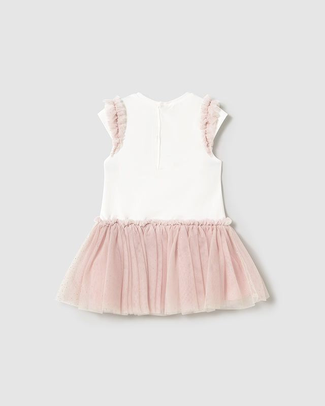 Vestito neonata Mayoral bianco gonna tullerosa Mayoral Rosato