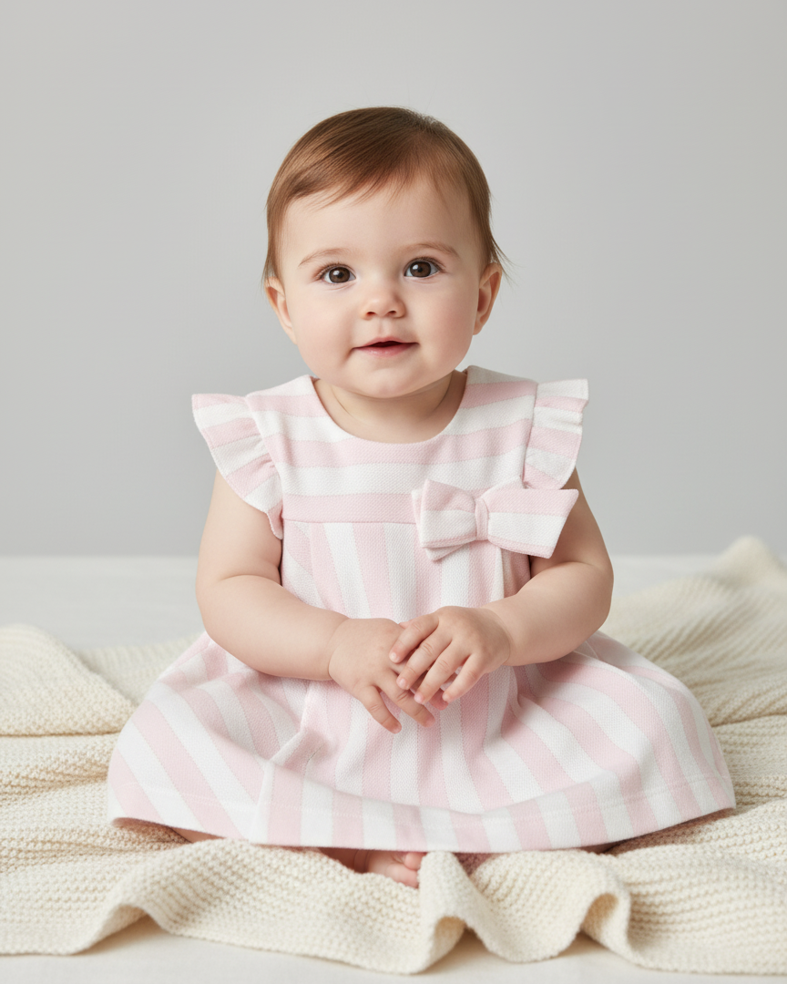 Vestito neonata Mayoral Newborn righe rosa con fiocco Mayoral Rosa