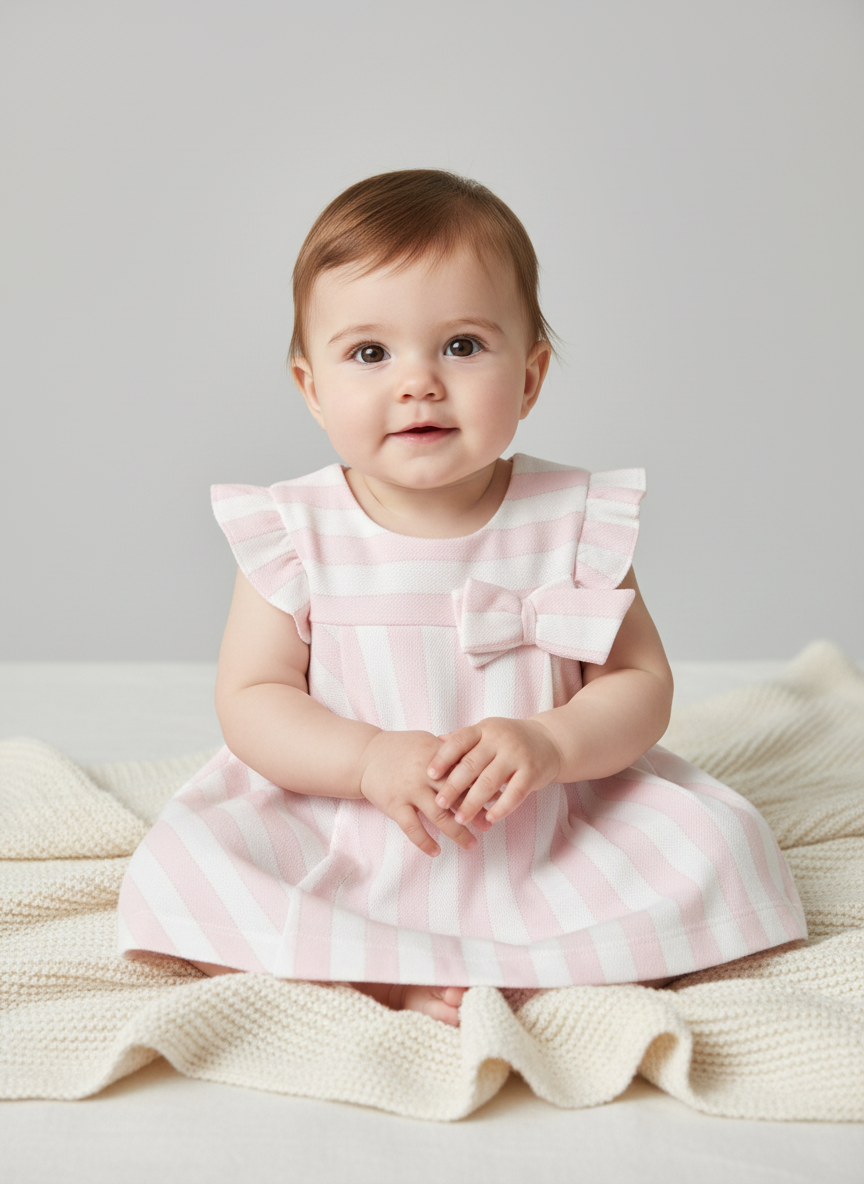Vestito neonata Mayoral Newborn righe rosa con fiocco Mayoral Rosa