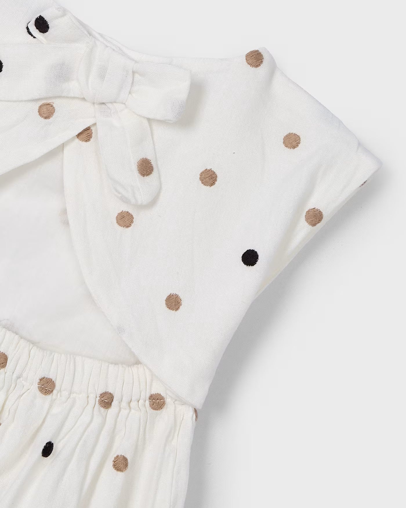 Vestito panna bambina Mayoral ricami pois beige-nero Mayoral Panna