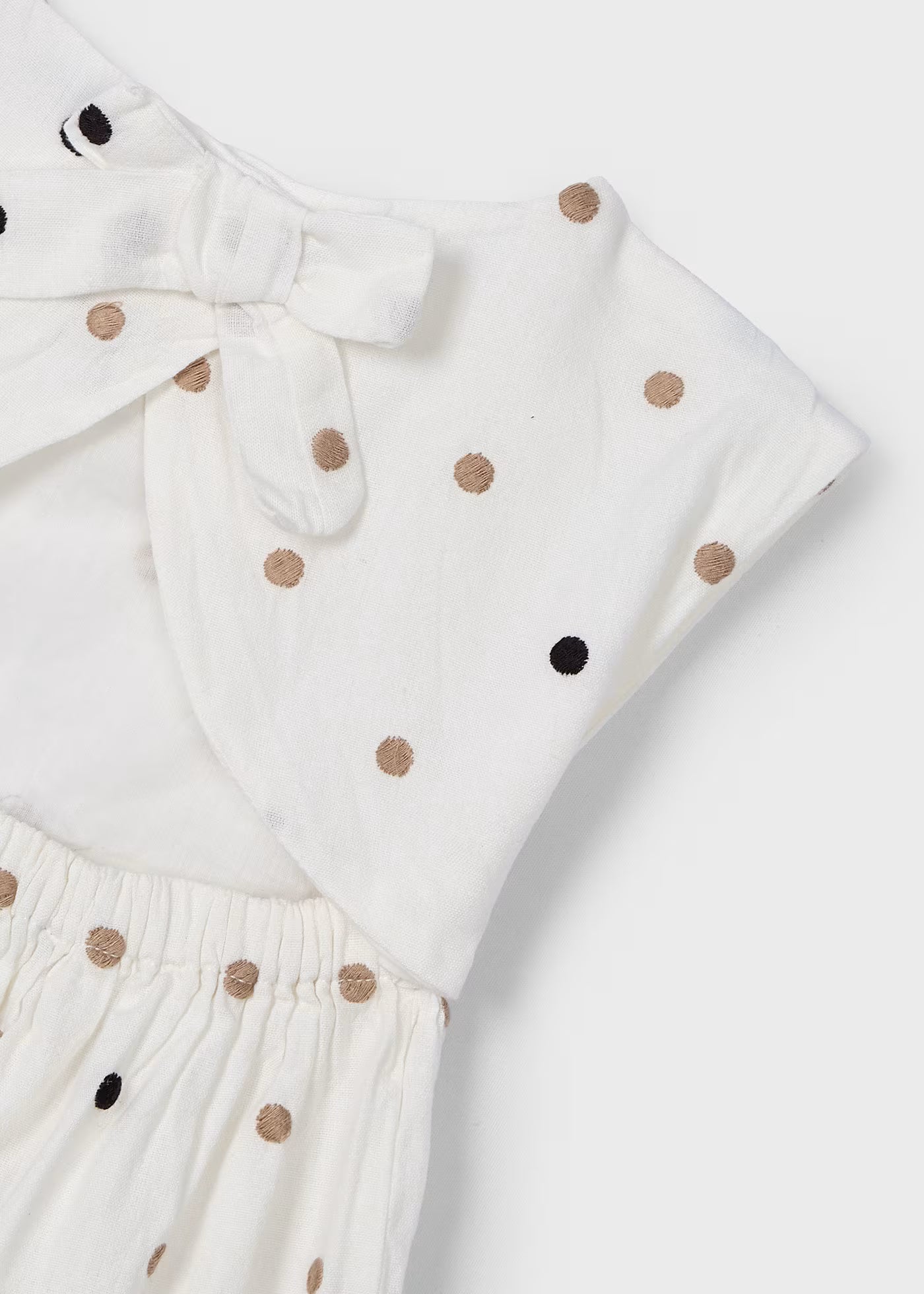 Vestito panna bambina Mayoral ricami pois beige-nero Mayoral Panna