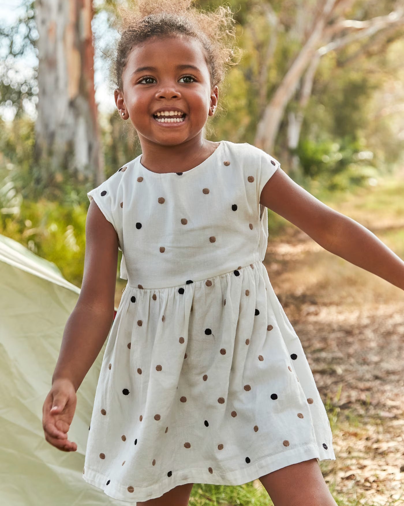 Vestito panna bambina Mayoral ricami pois beige-nero Mayoral Panna