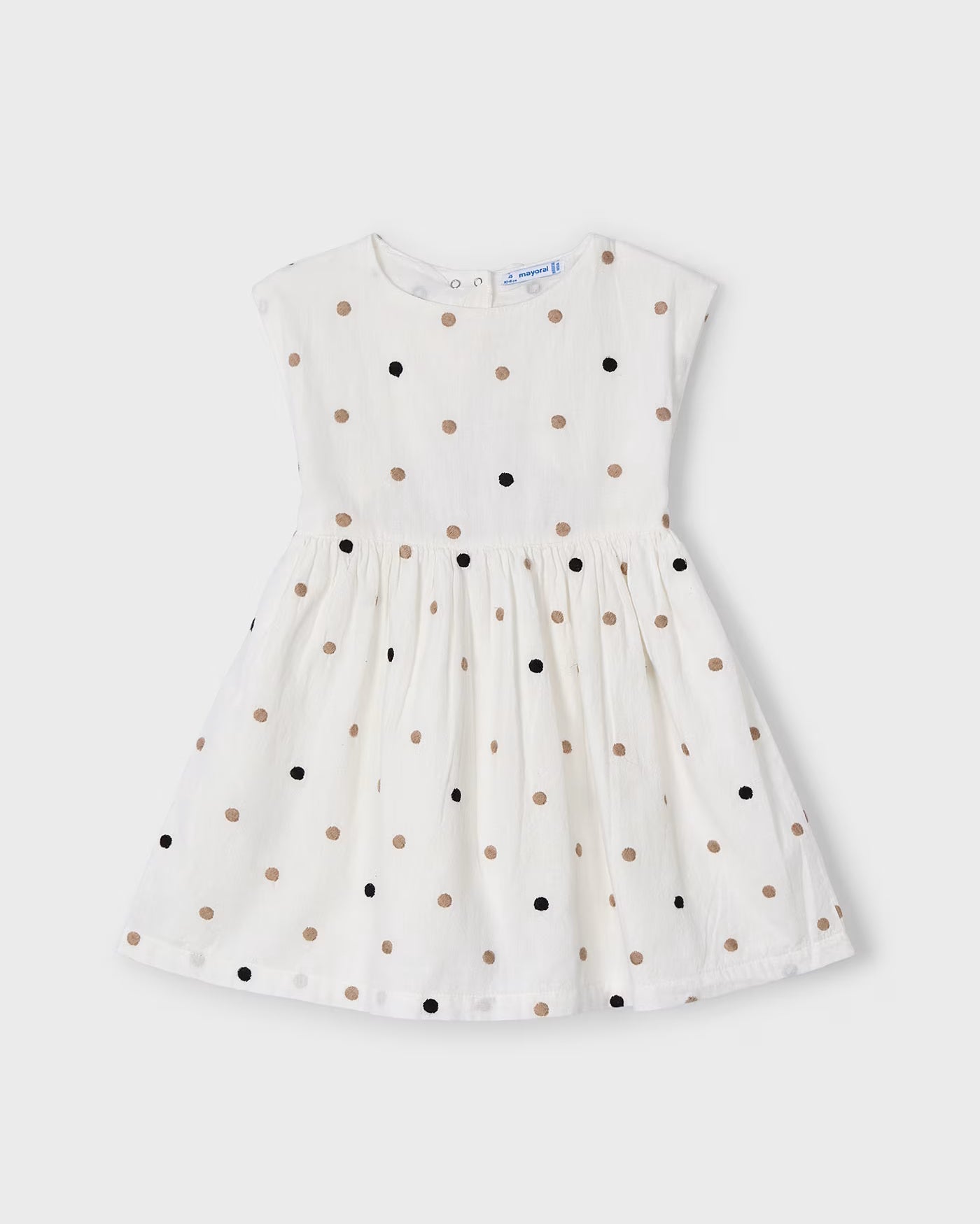 Vestito panna bambina Mayoral ricami pois beige-nero Mayoral Panna