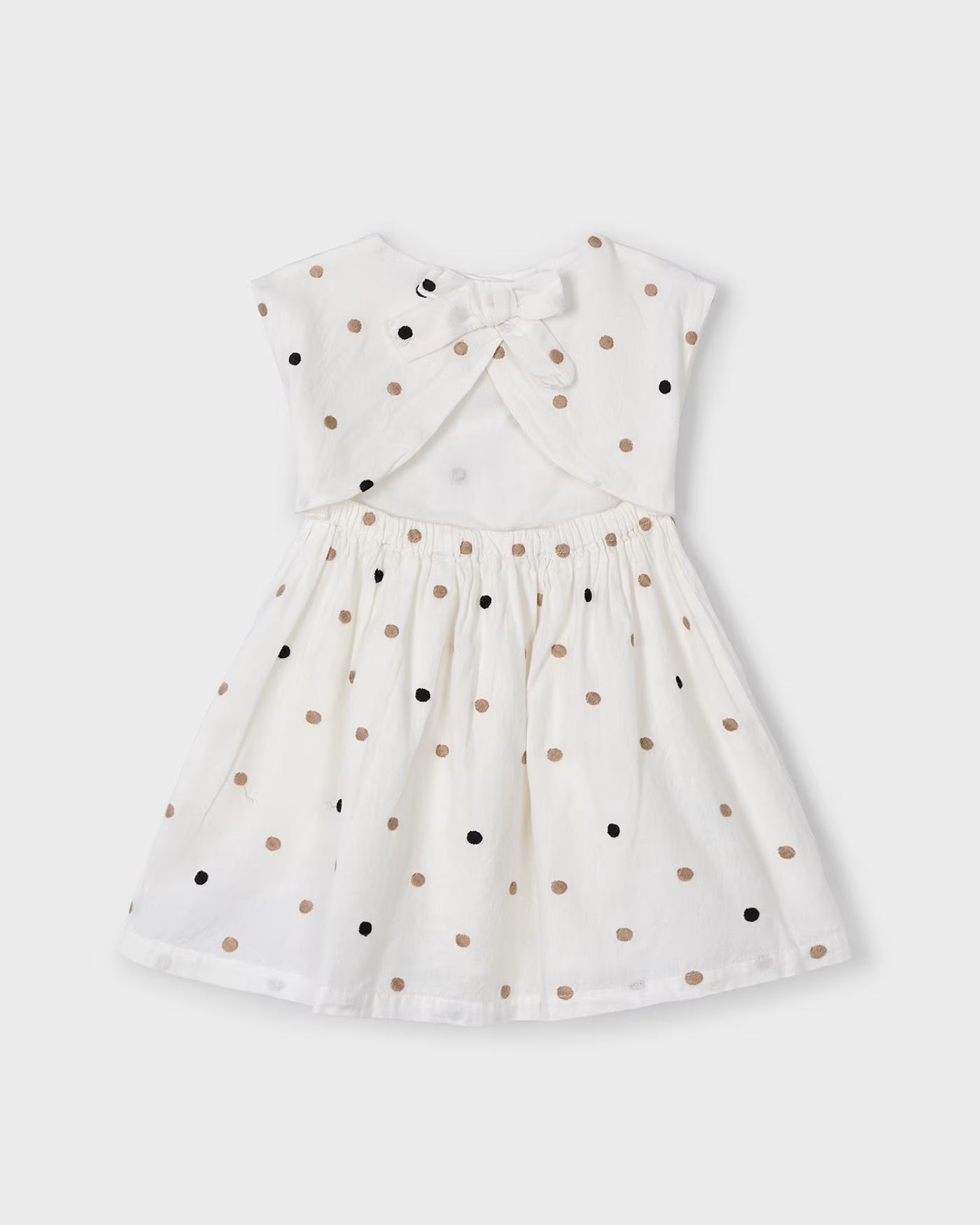 Vestito panna bambina Mayoral ricami pois beige-nero Mayoral Panna