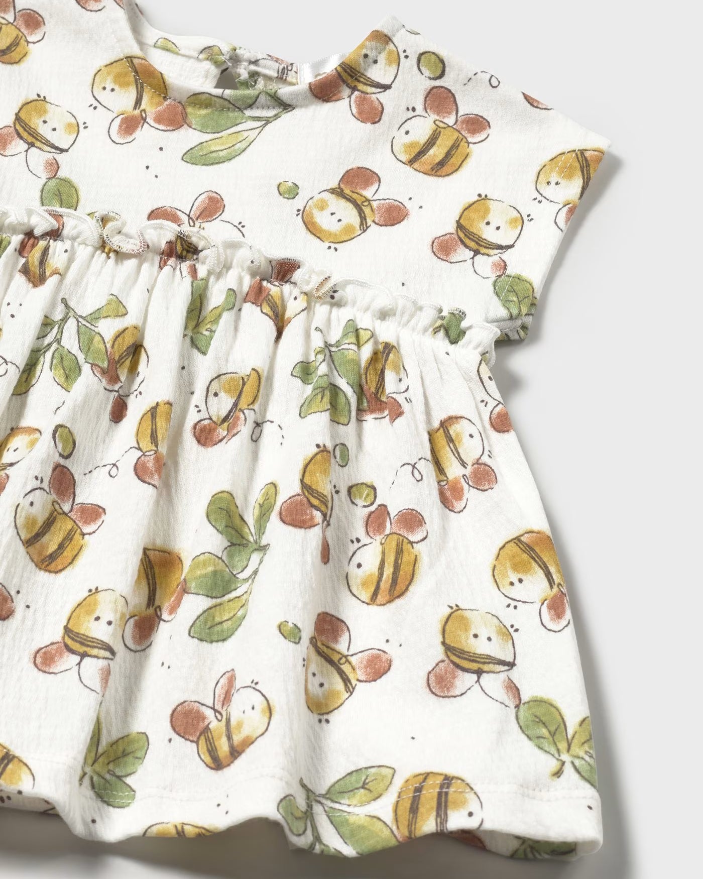 Vestito panna neonata Mayoral Newborn stampa fantasia api Mayoral Panna