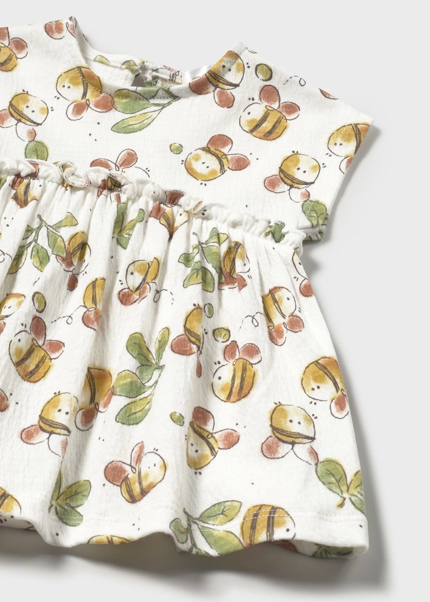 Vestito panna neonata Mayoral Newborn stampa fantasia api Mayoral Panna