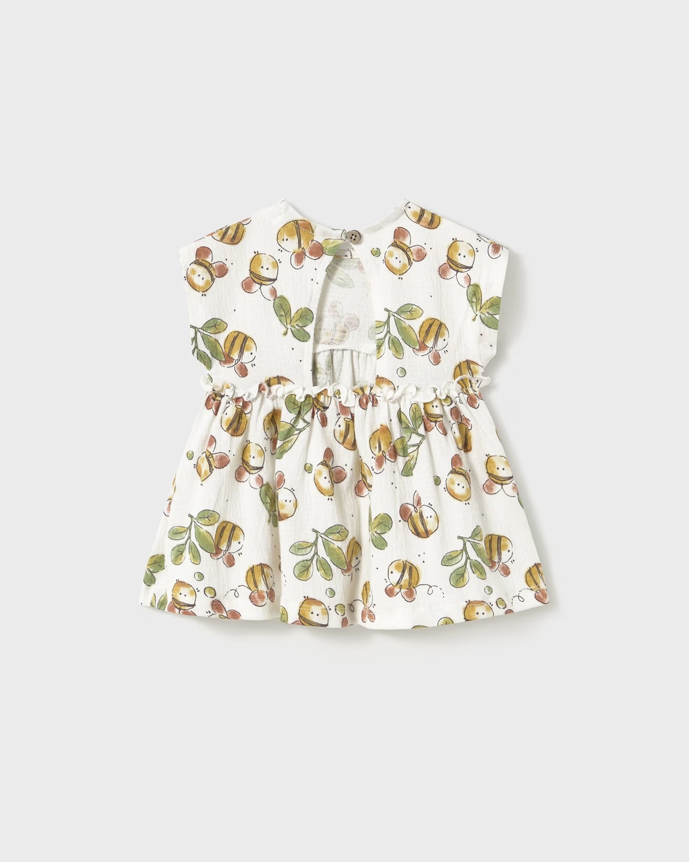 Vestito panna neonata Mayoral Newborn stampa fantasia api Mayoral Panna