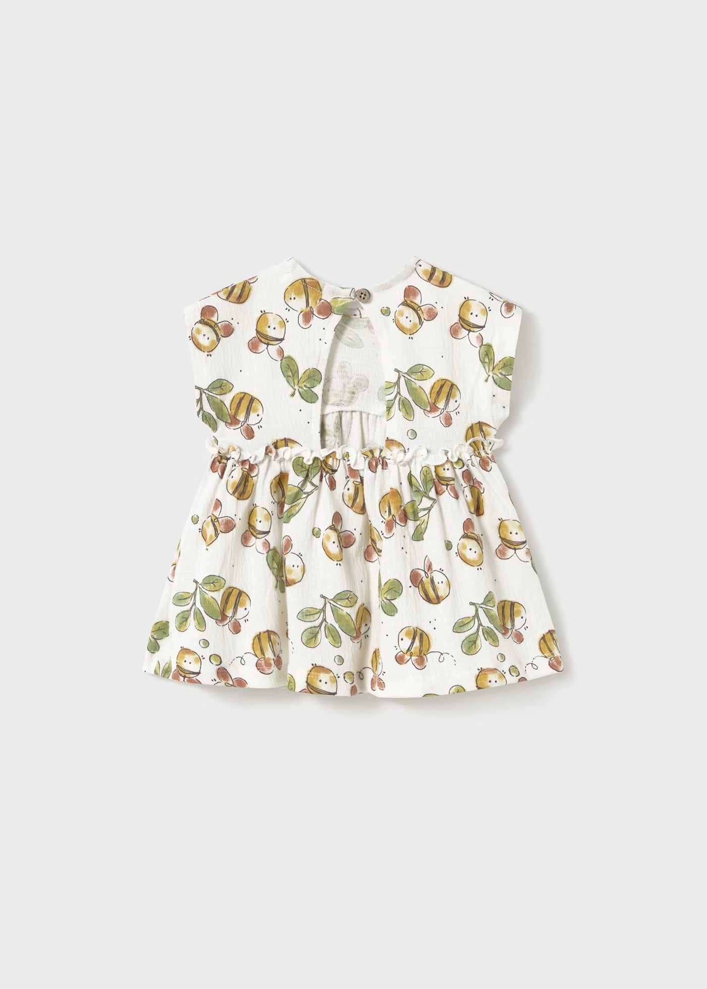 Vestito panna neonata Mayoral Newborn stampa fantasia api Mayoral Panna