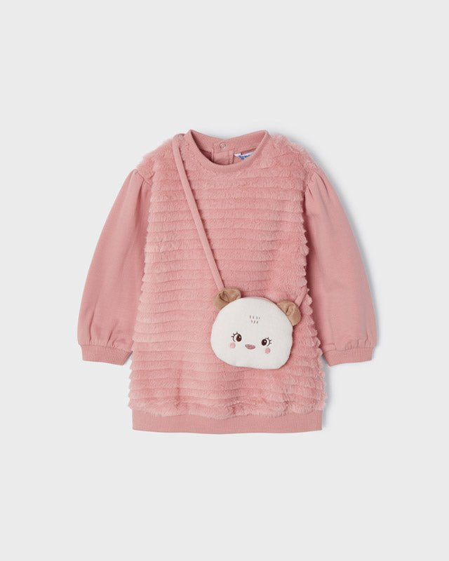 Vestito pellicciotto con borsetta neonata Mayoral rosa - ErreGiModaBimbo