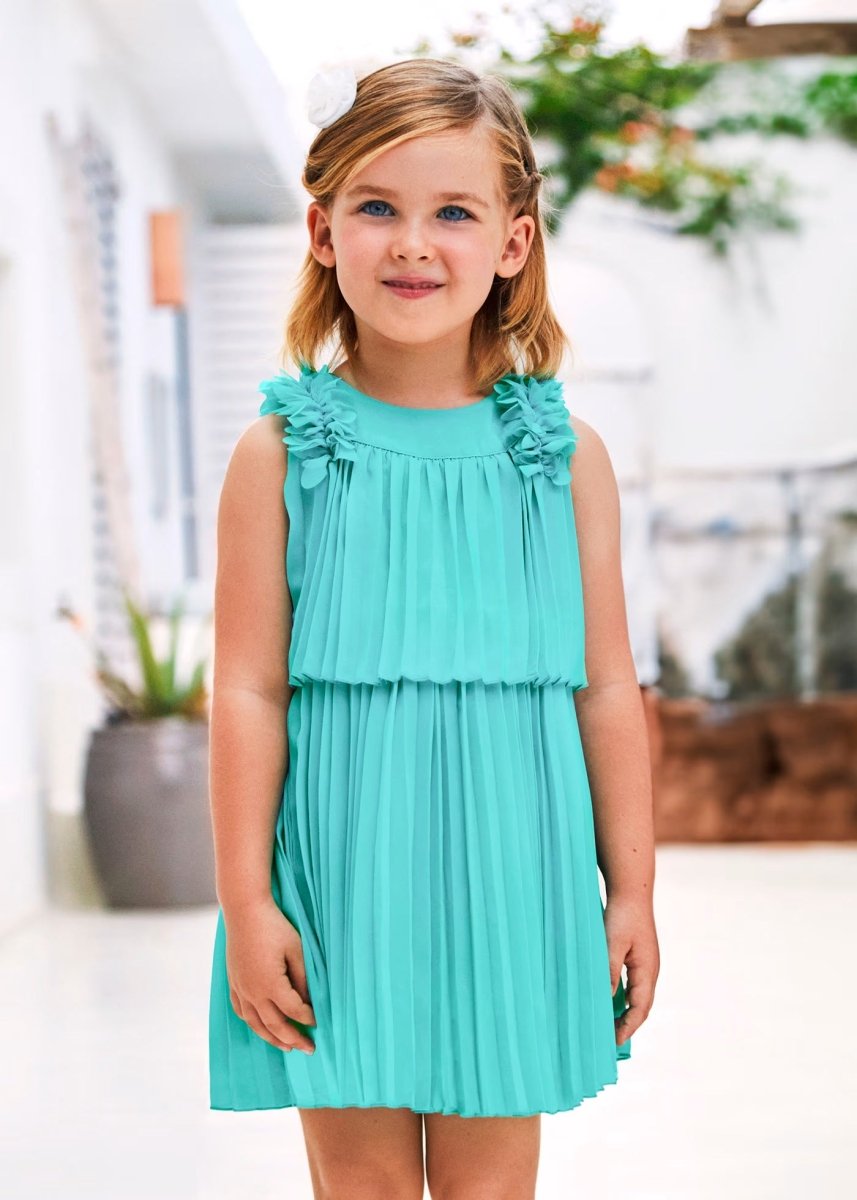 Vestito plissettato bambina Mayoral turchese - ErreGiModaBimbo