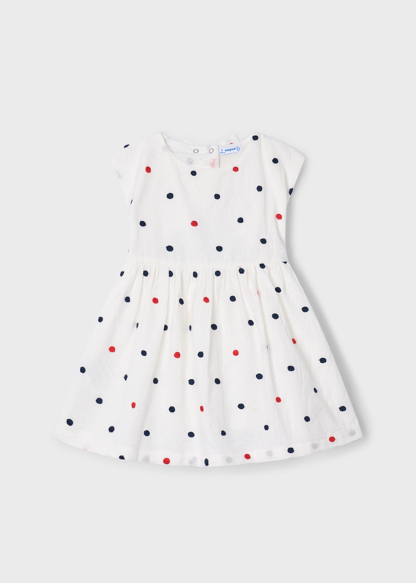 Vestito panna bambina Mayoral ricami pois rosso e blu marino Mayoral Panna