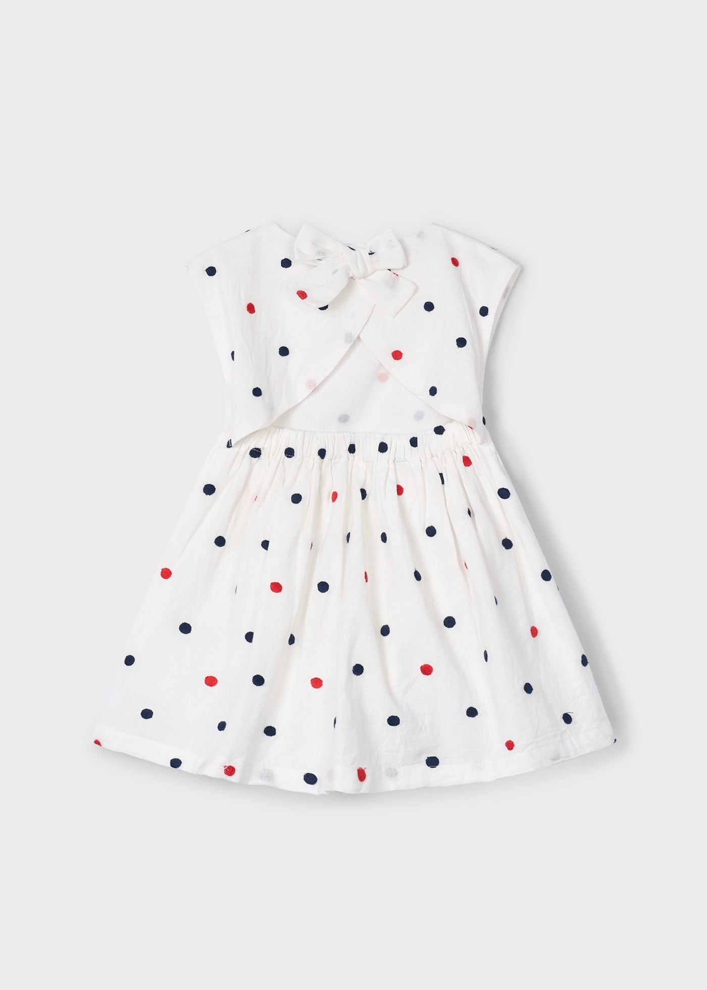 Vestito panna bambina Mayoral ricami pois rosso e blu marino Mayoral Panna