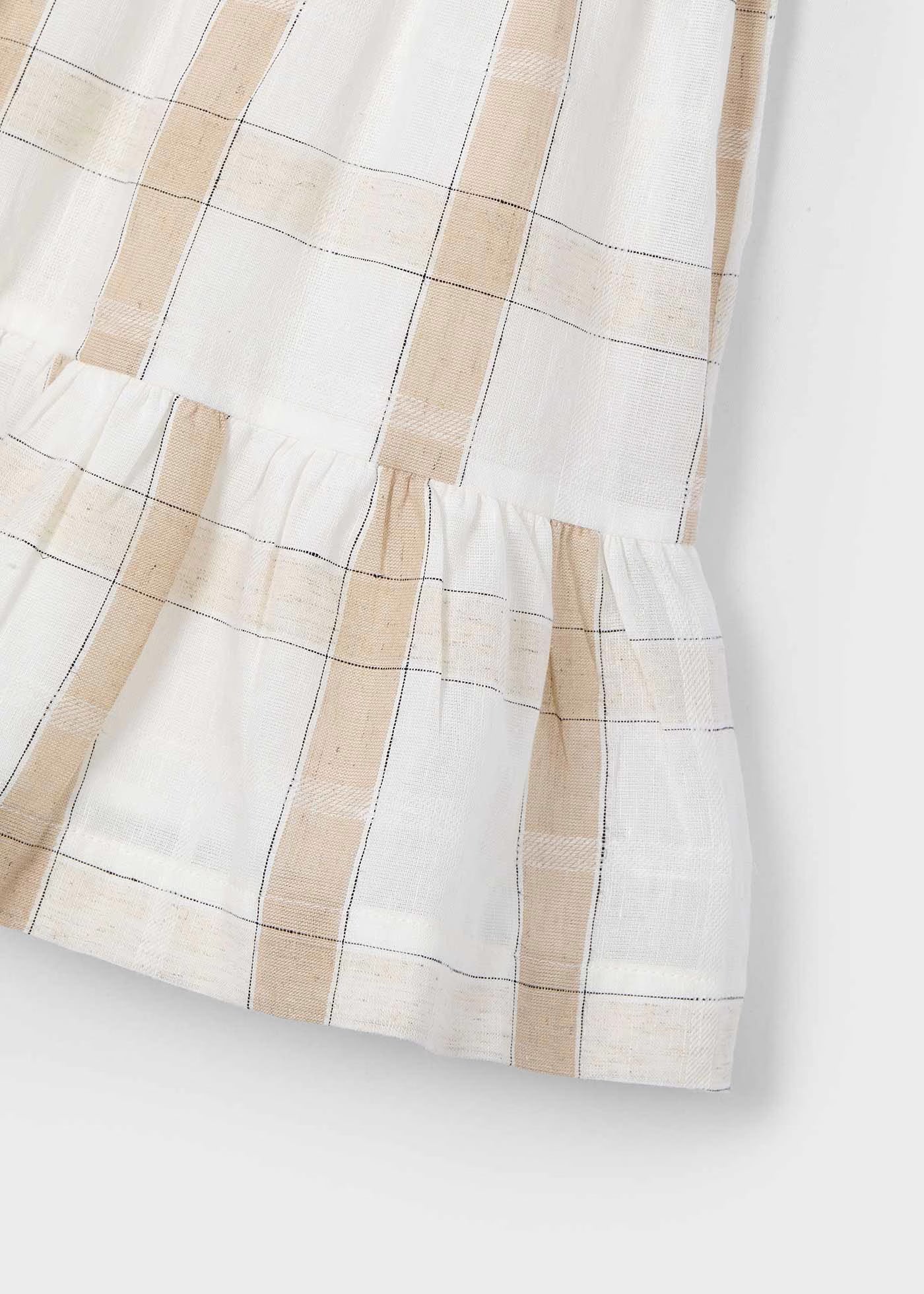 Vestito in lino bambina Mayoral fantasia quadri cannella Mayoral Beige