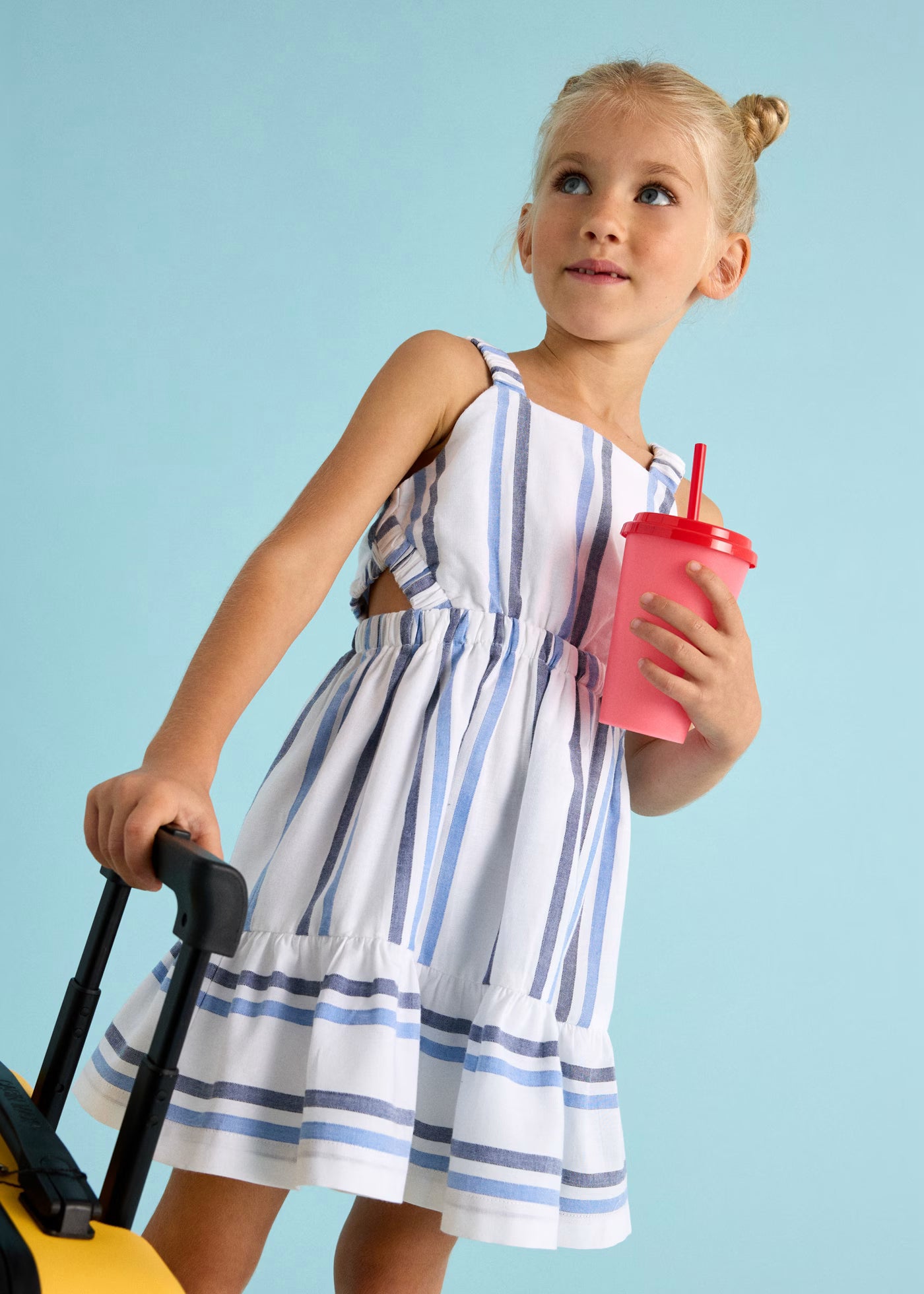 Vestito bretelle bambina Mayoral righe azzurra Mayoral Azzurro