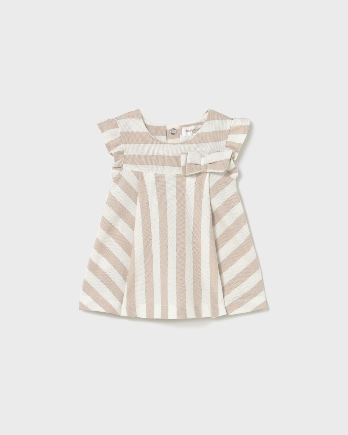 Vestito neonata Mayoral Newborn righe beige con fiocco Mayoral Beige