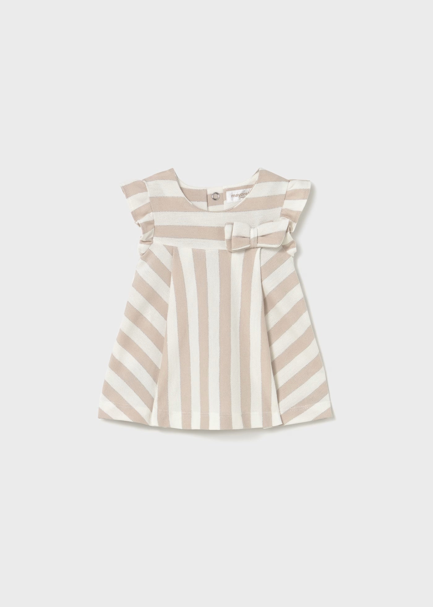 Vestito neonata Mayoral Newborn righe beige con fiocco Mayoral Beige