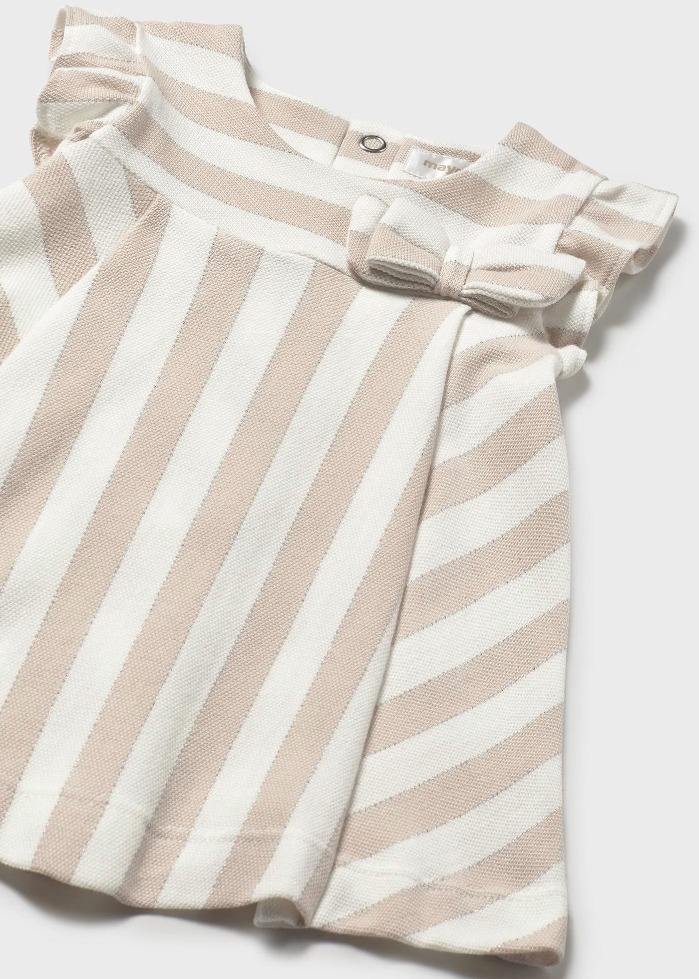 Vestito neonata Mayoral Newborn righe beige con fiocco Mayoral Beige