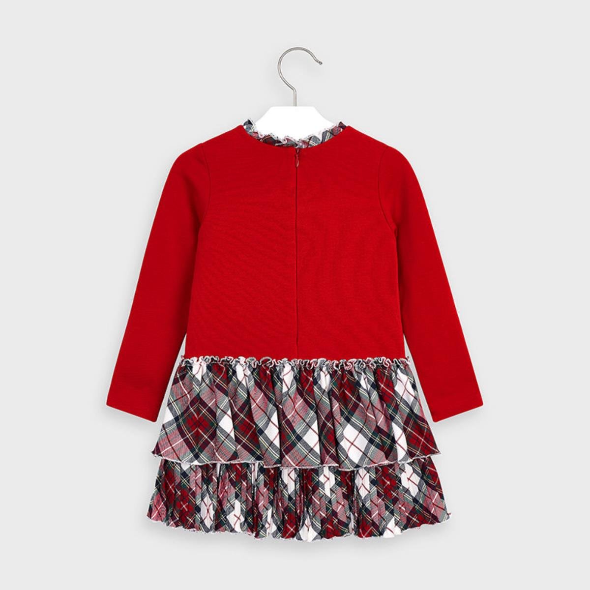 Vestito rosso bambina Mayroal combinato fantasia quadri - ErreGiModaBimbo