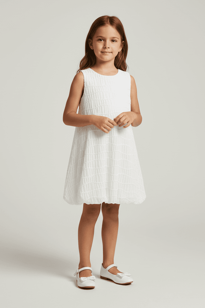 Vestito smanicato palloncino bambina Mayoral panna Mayoral Panna