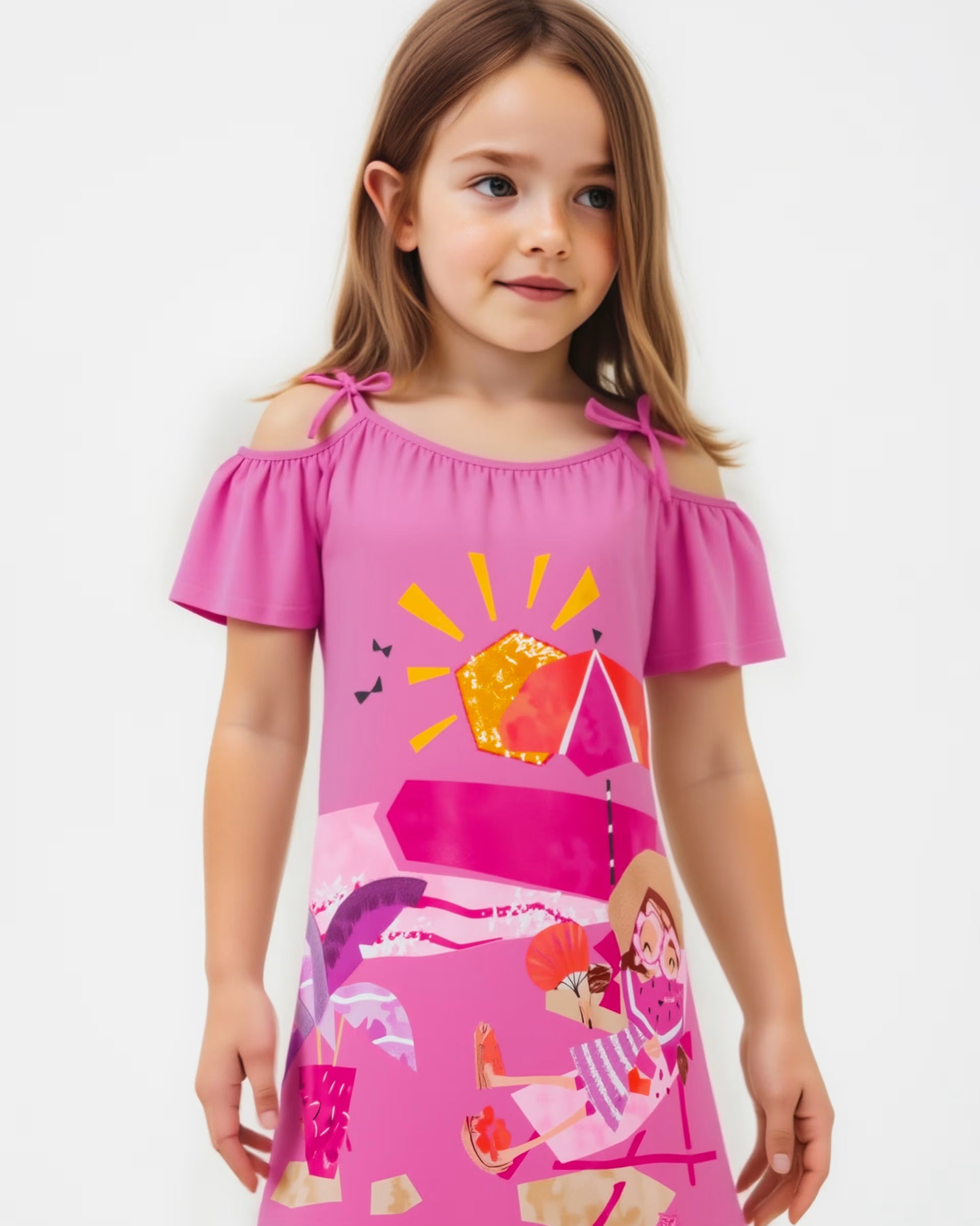 Vestito spalla fina bambina Mayoral stampa Mare rosa camelia Mayoral 2 Anni 92cm