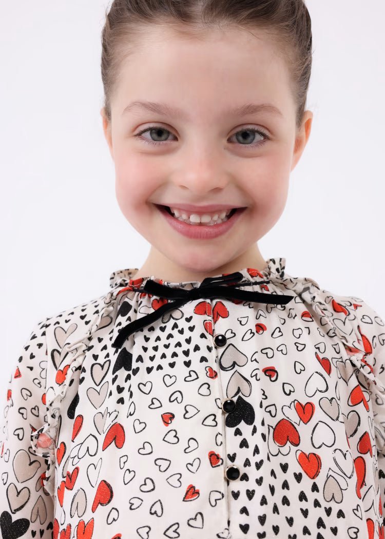 Vestito stampato filo metallizzato bambina Mayoral "Cuori" - ErreGiModaBimbo