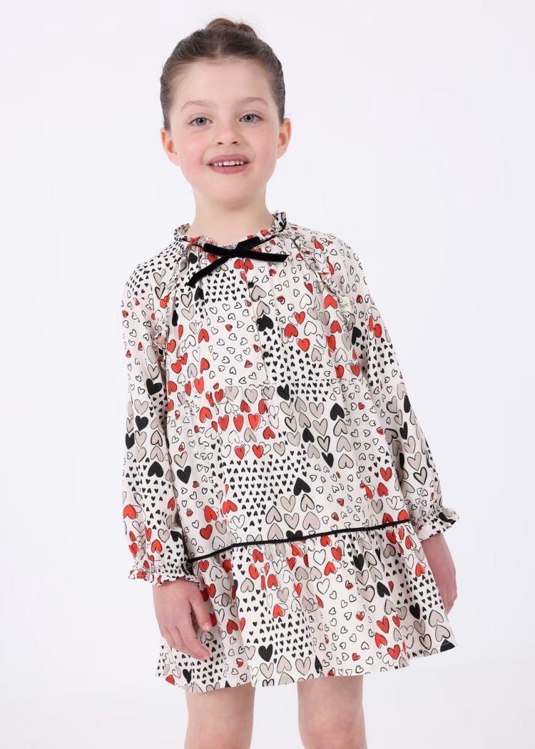 Vestito stampato filo metallizzato bambina Mayoral "Cuori" - ErreGiModaBimbo