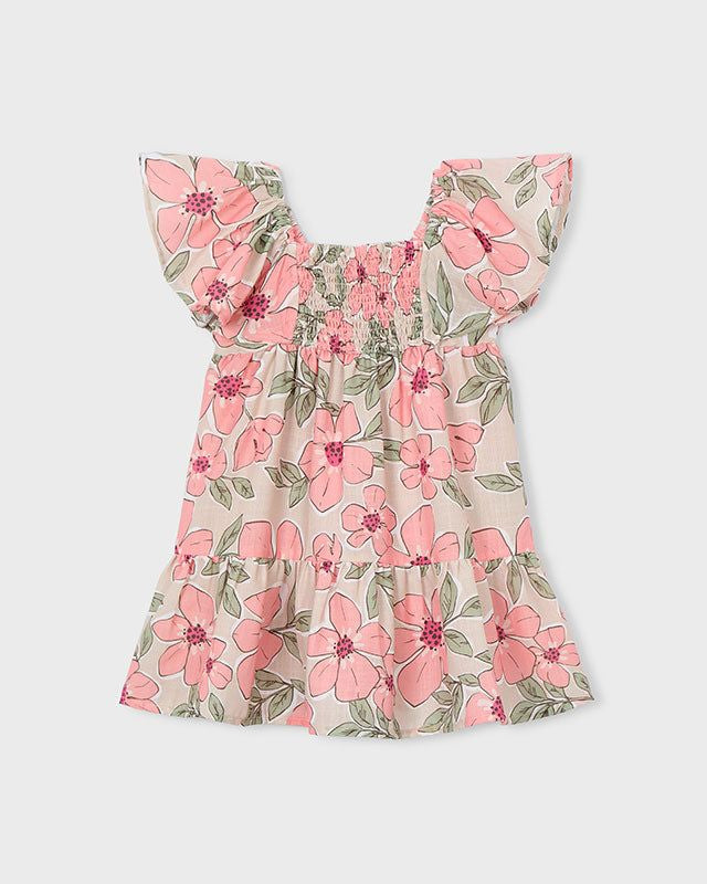 Vestito bambina floreale nido d'ape Mayoral con stampa primaverile