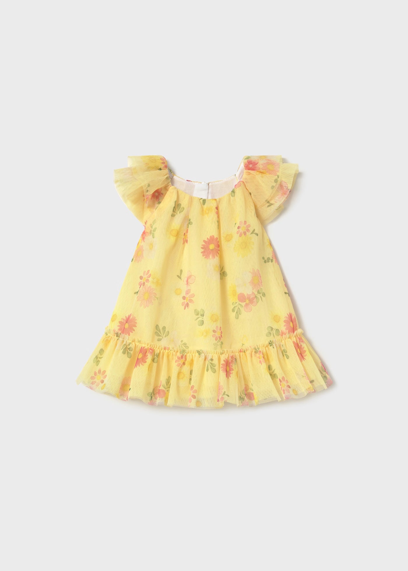 Vestito neonata Mayoral Newborn tulle fiori giallo girasole Mayoral Giallo