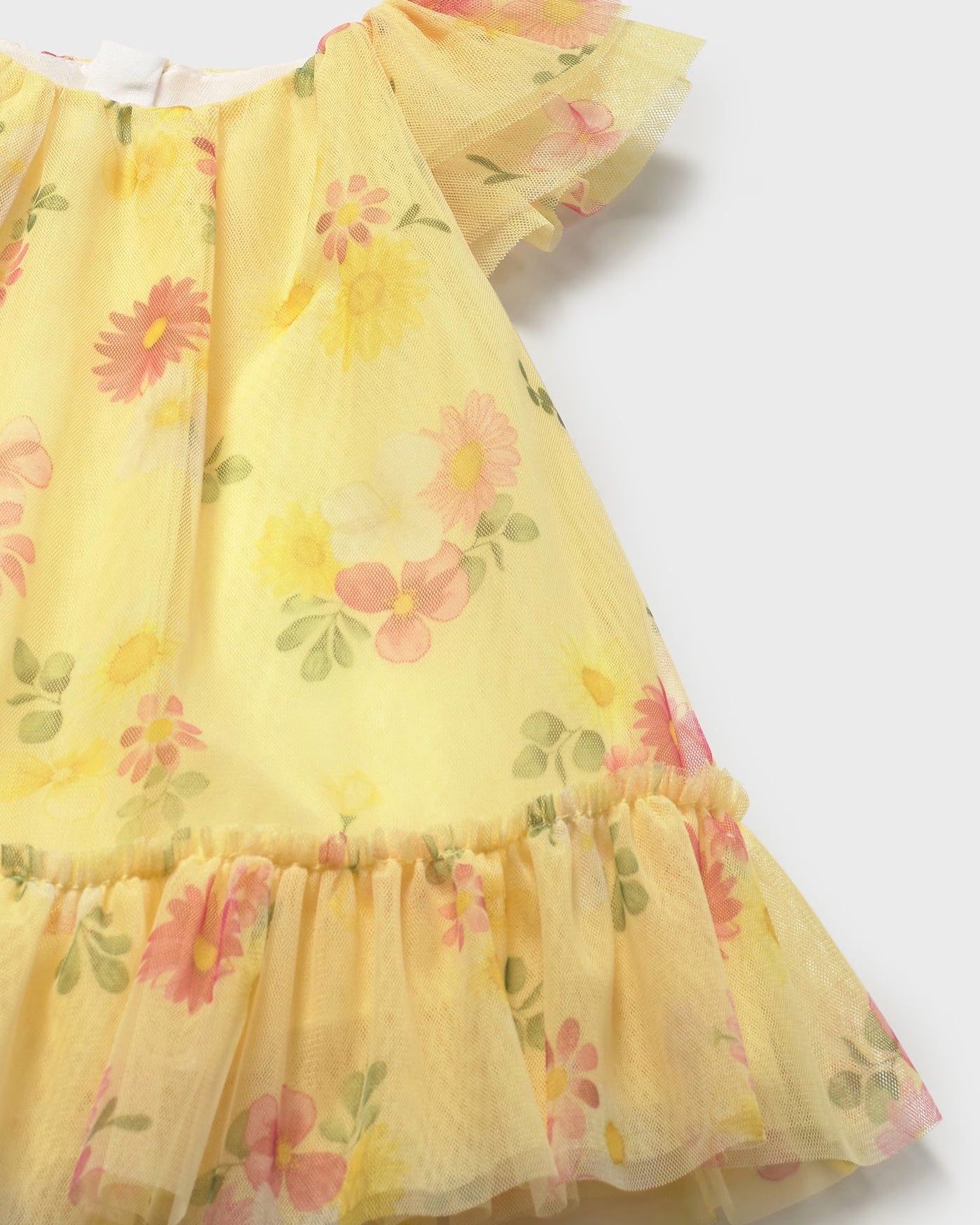 Vestito neonata Mayoral Newborn tulle fiori giallo girasole Mayoral Giallo