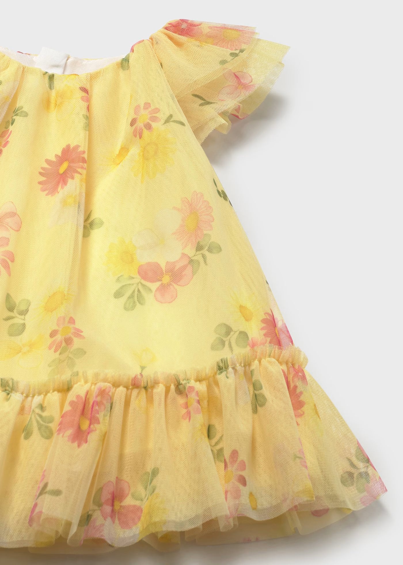 Vestito neonata Mayoral Newborn tulle fiori giallo girasole Mayoral Giallo