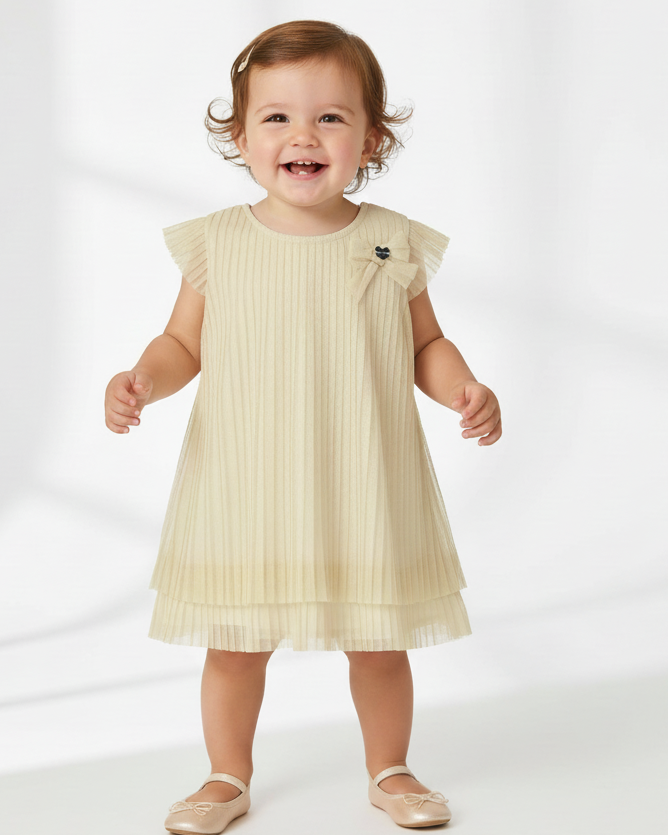 Vestito tulle plissettato neonata Mayoral champagne Mayoral Champagne