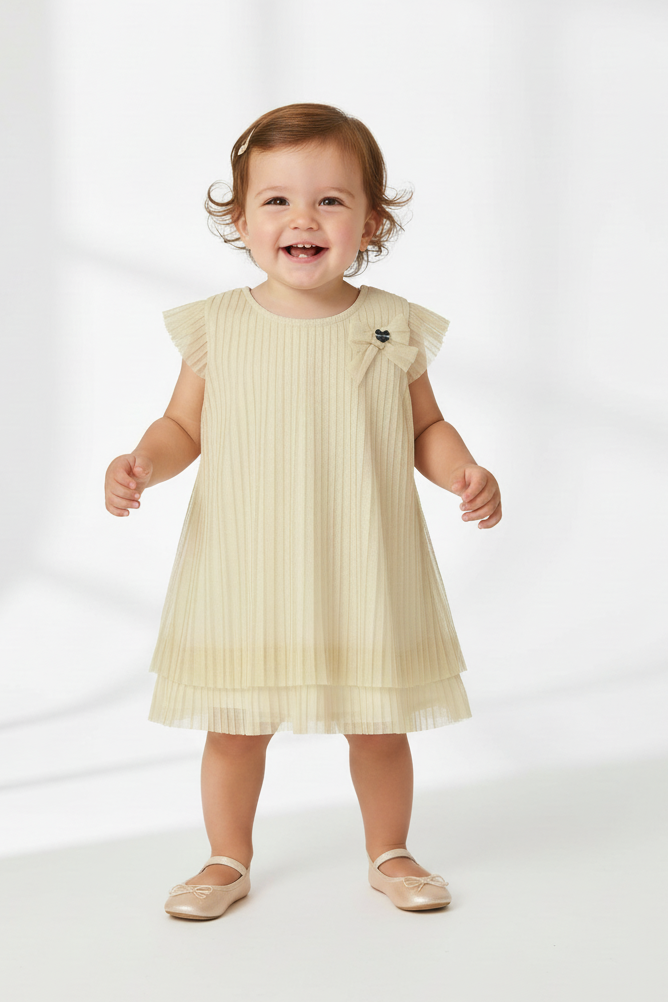 Vestito tulle plissettato neonata Mayoral champagne Mayoral Champagne