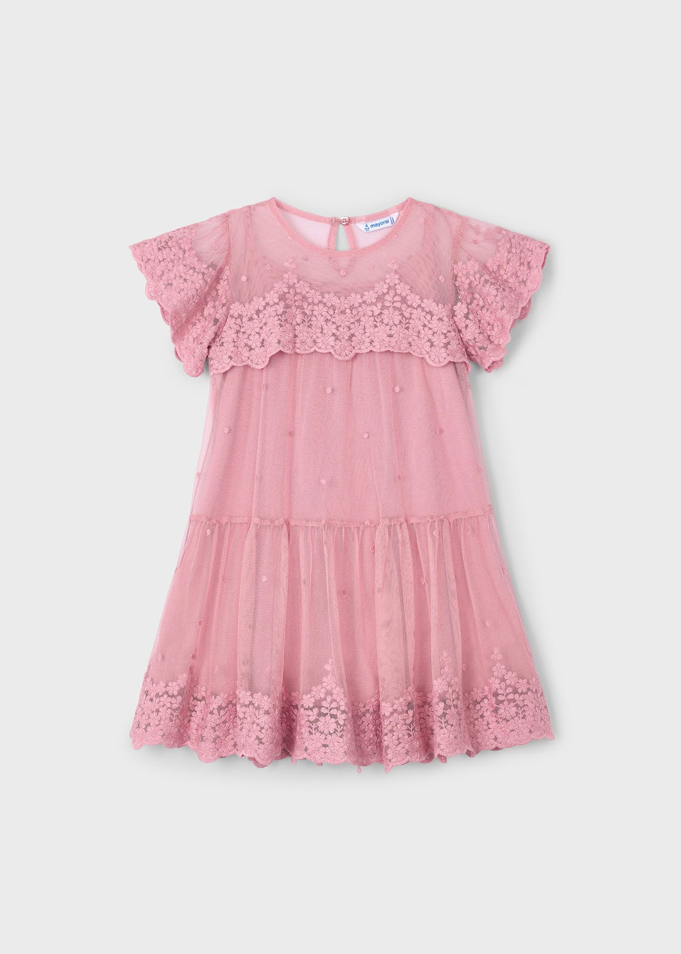 Vestito cerimonia in tulle ricamato bambina Mayoral rosato Mayoral Rosa