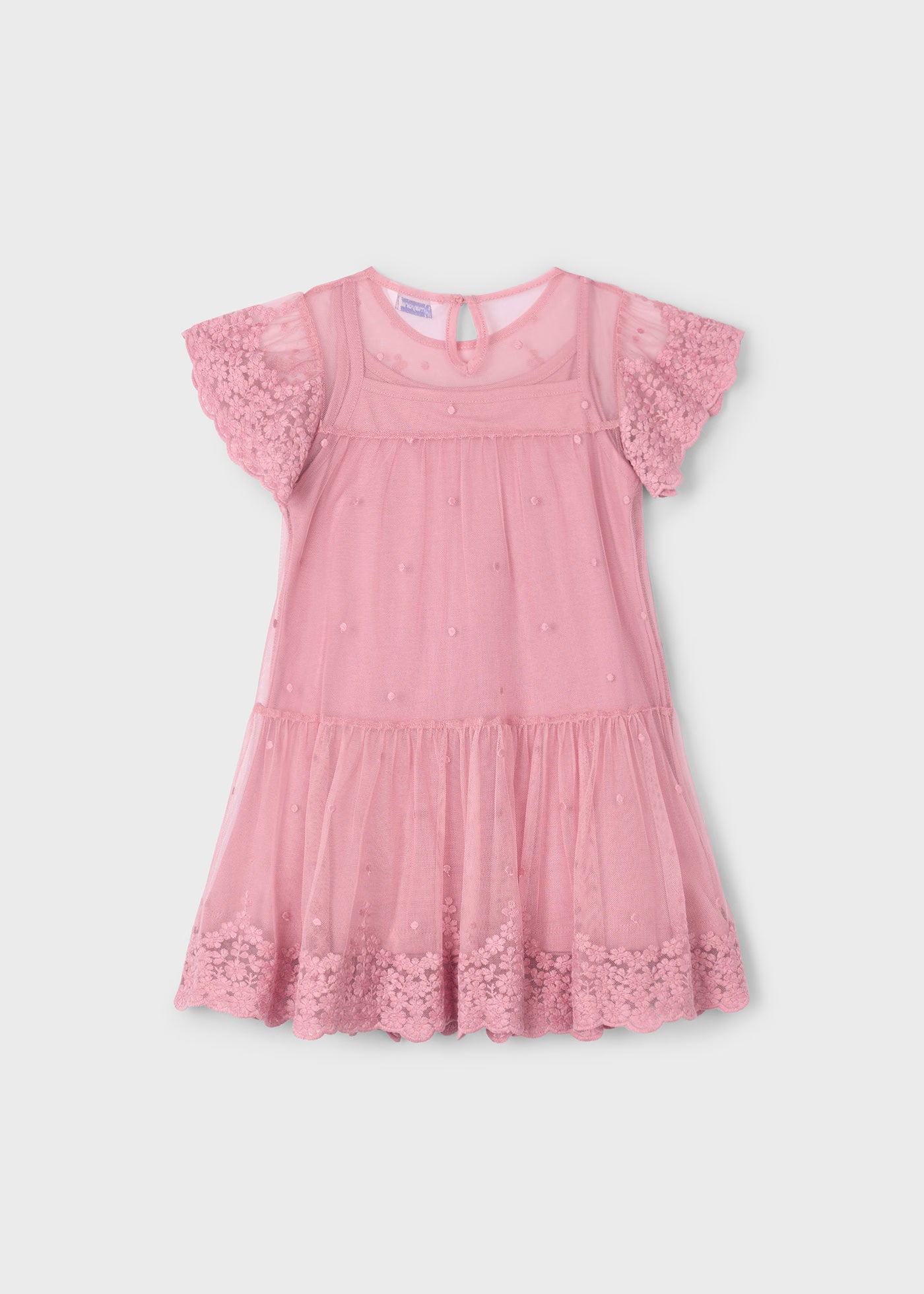 Vestito cerimonia in tulle ricamato bambina Mayoral rosato Mayoral Rosa