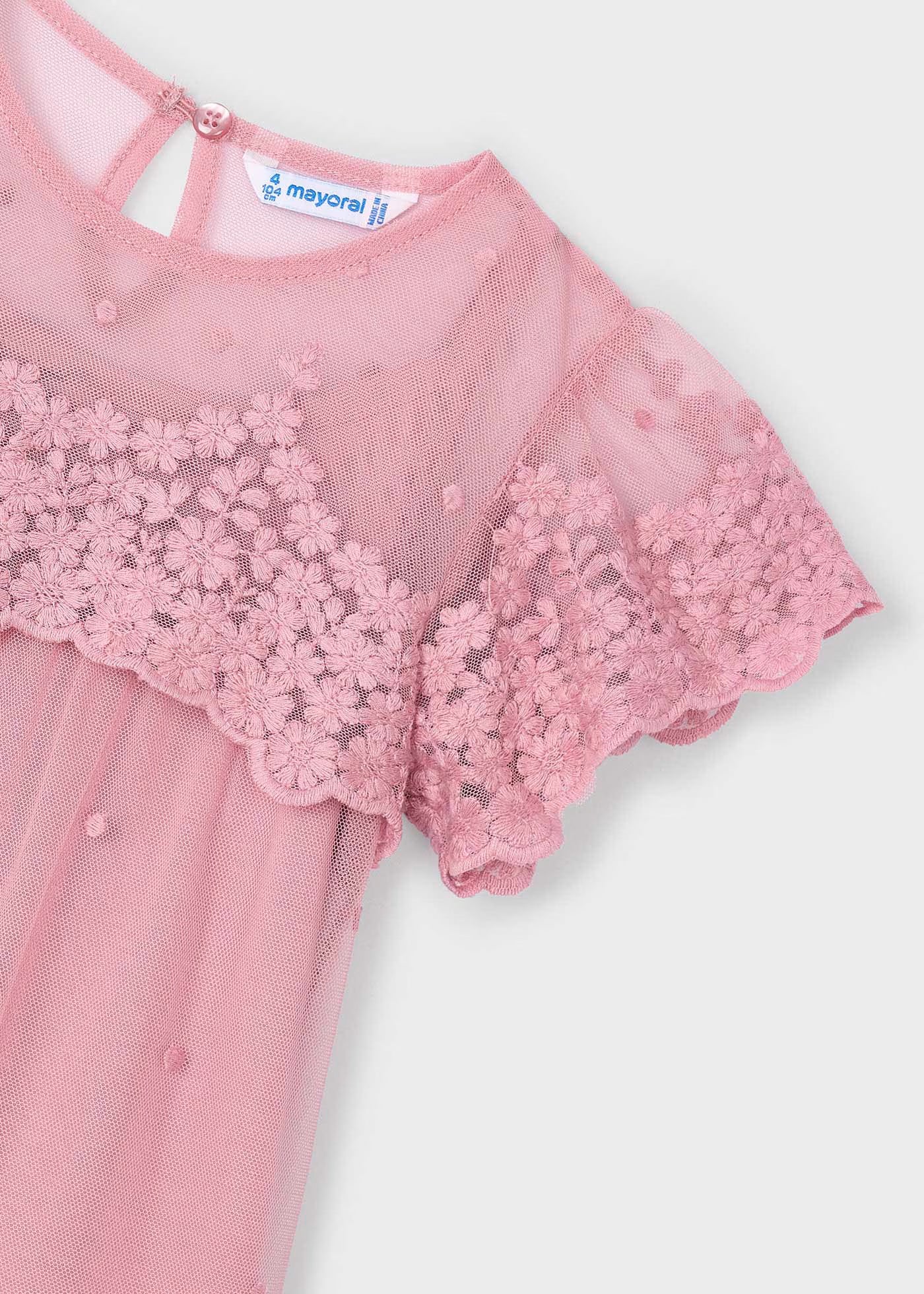 Vestito cerimonia in tulle ricamato bambina Mayoral rosato Mayoral Rosa