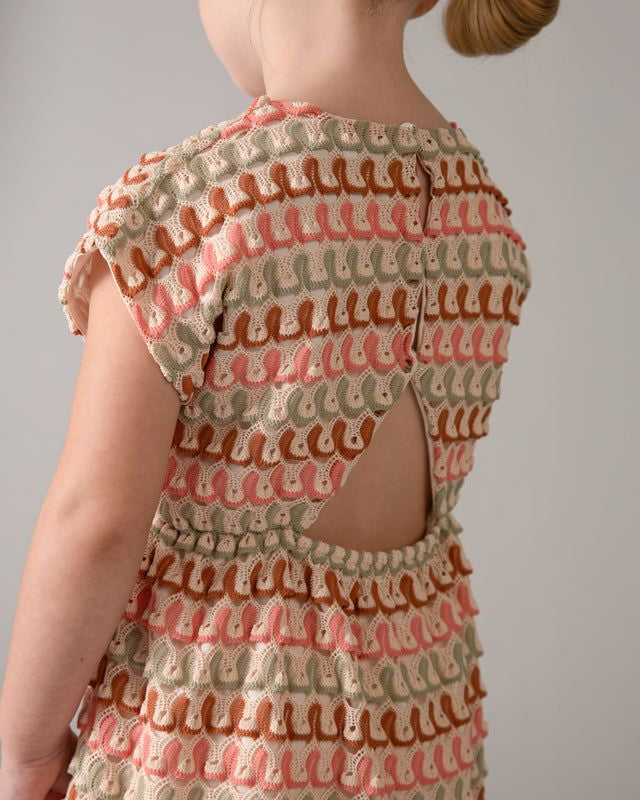 Retro vestito uncinetto bambina multicolor