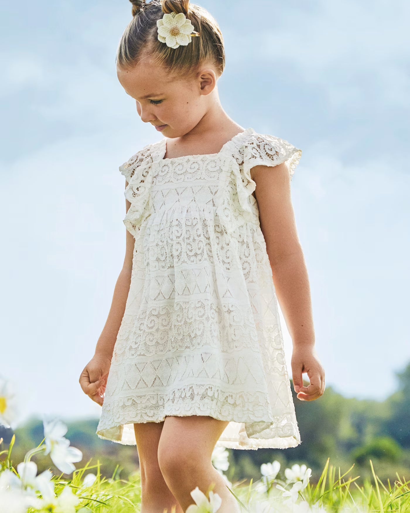 Abito fantasia a uncinetto bambina Mayoral colore panna Mayoral Panna