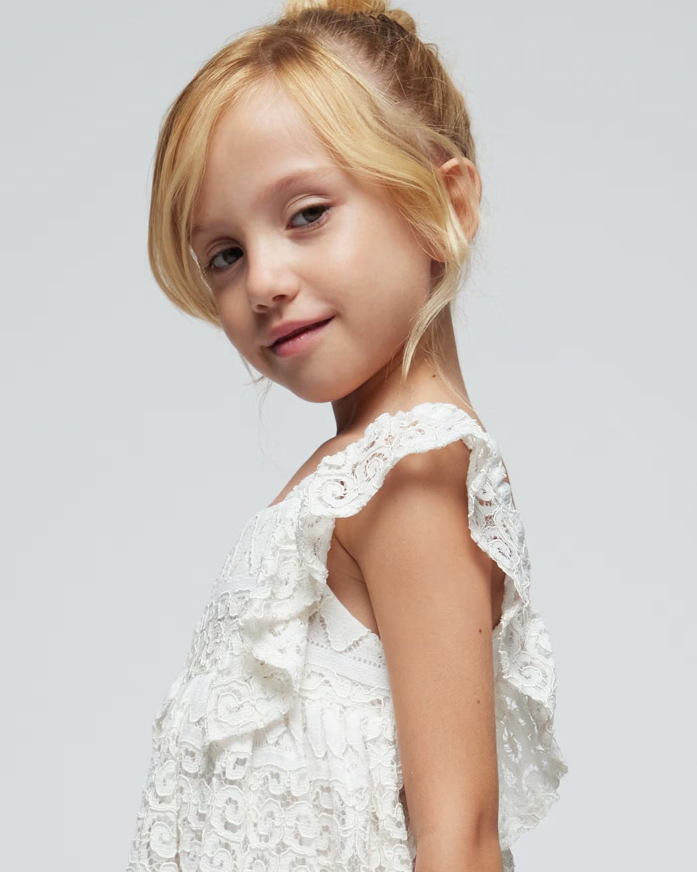 Abito fantasia a uncinetto bambina Mayoral colore panna Mayoral Panna