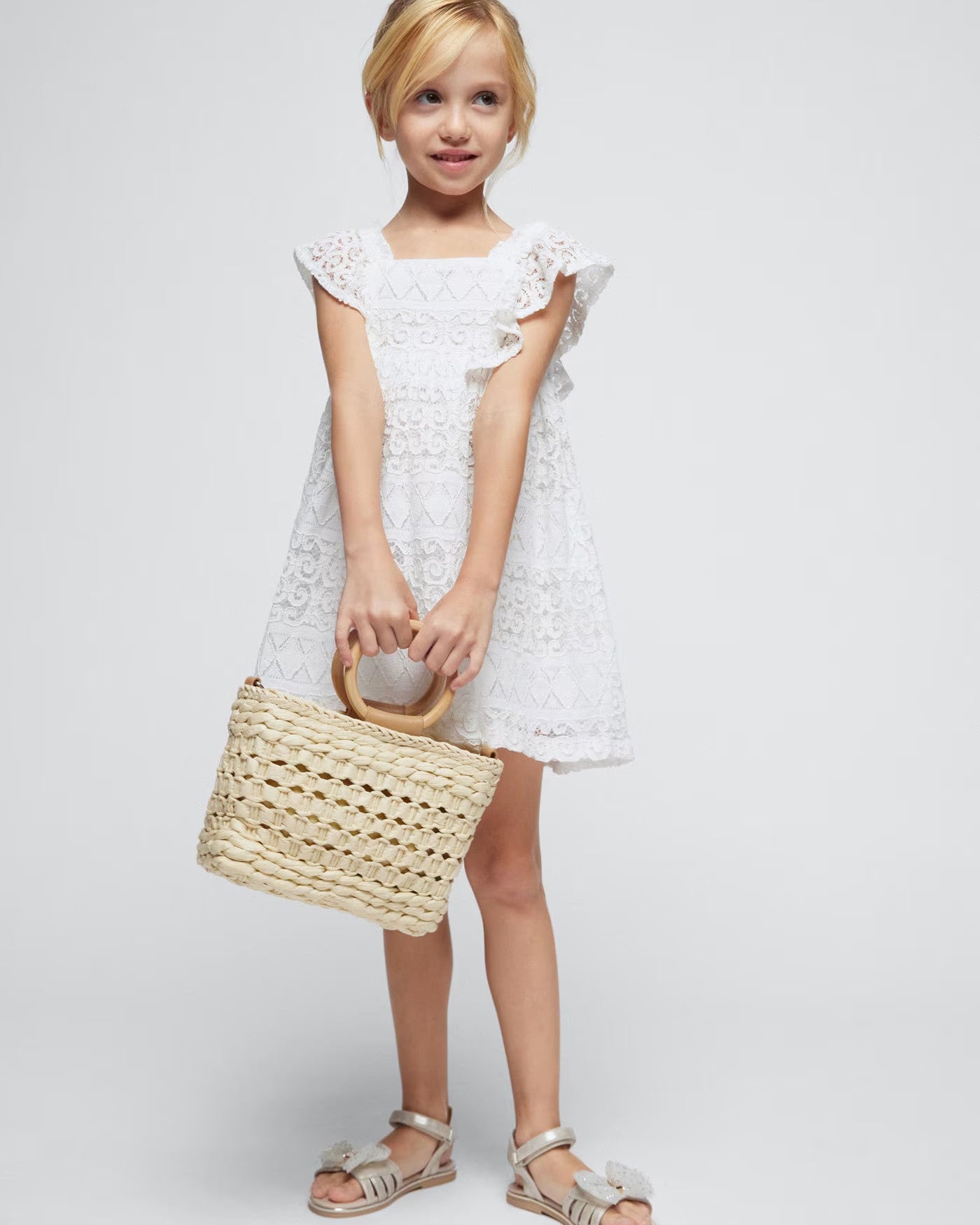 Abito fantasia a uncinetto bambina Mayoral colore panna Mayoral Panna