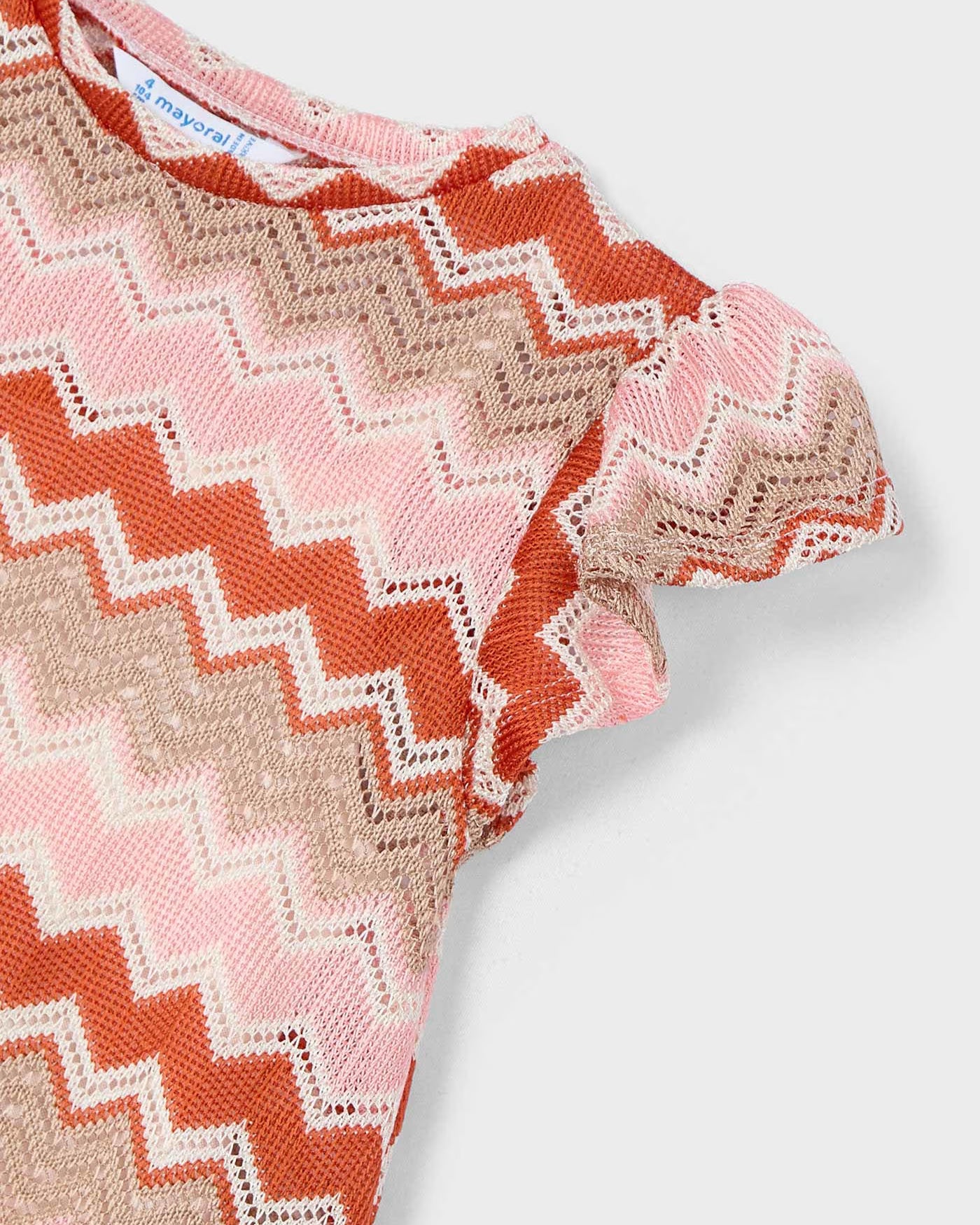 Vestito volant bambina Mayoral fantasia zigzag rosa salmone Mayoral Rosa